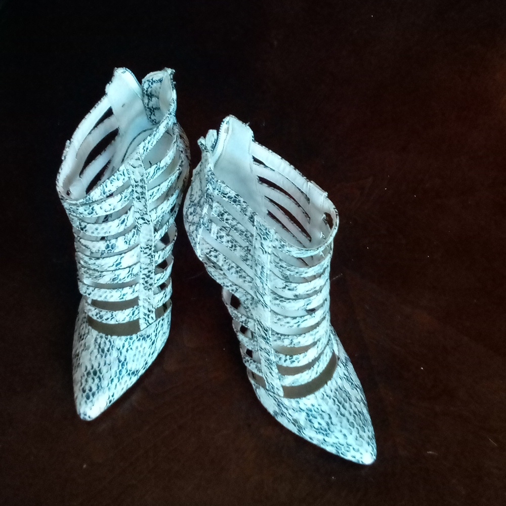 Faux snakeskin ankle boots by Anne Michelle